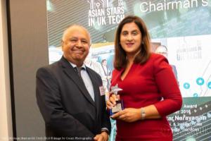 L - R Dilip Joshi MBE and Chairman's Award winner Monica Kalia of Neyber